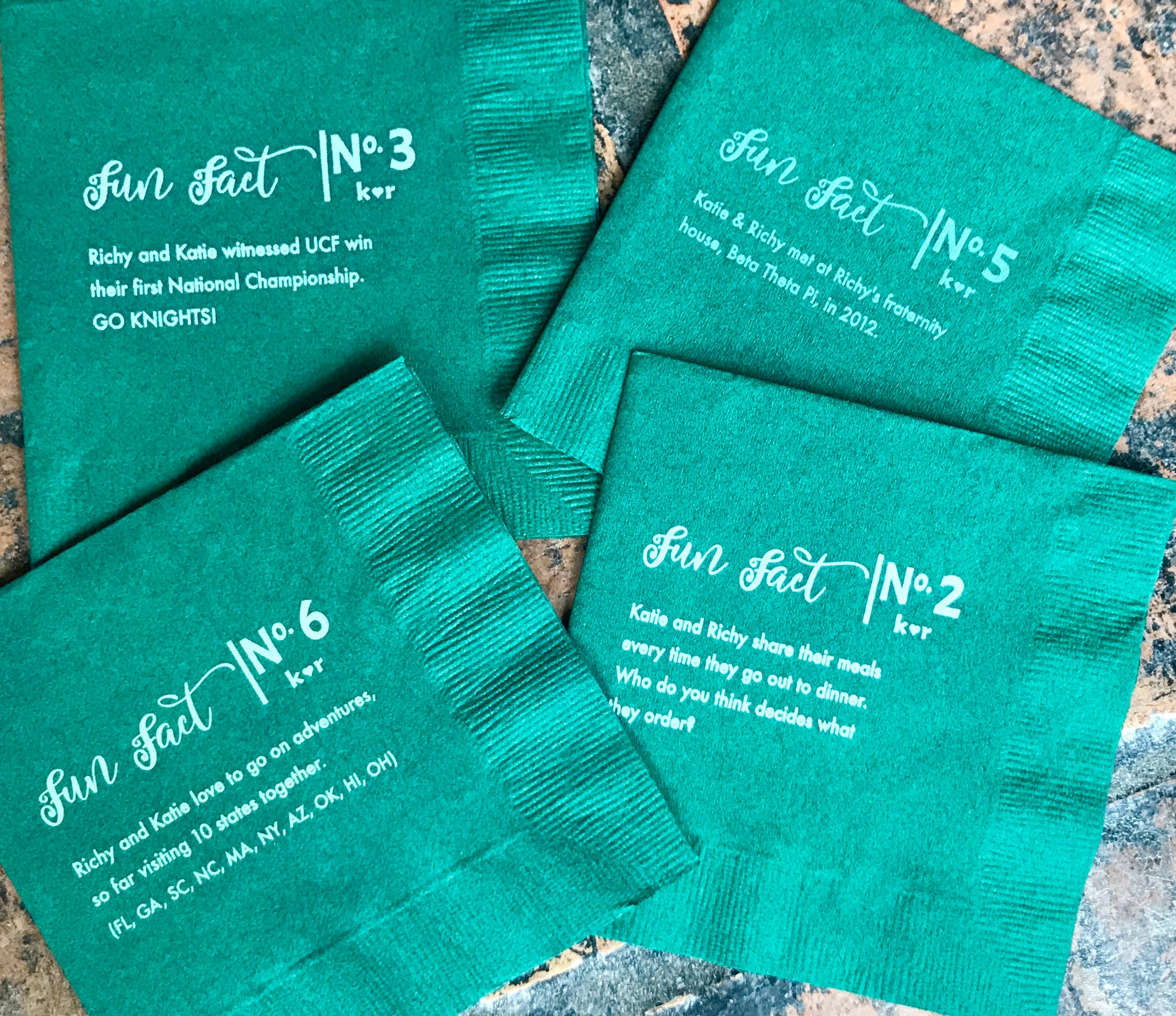 Fun Facts Napkins Wedding Napkins Personalized Napkins Etsy