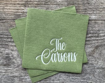 Personalized Linen Like Beverage Napkins, Wedding Napkins, Monogrammed, Paper, Cocktail, Wedding, Shower, Birthday, Hostess Gift, Elegance