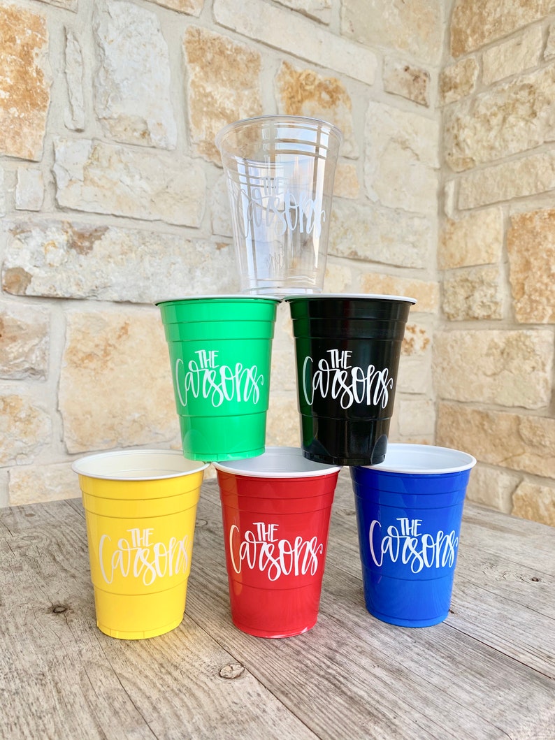 Personalized Soft Plastic Cups 16 Oz Monogrammed Custom Etsy