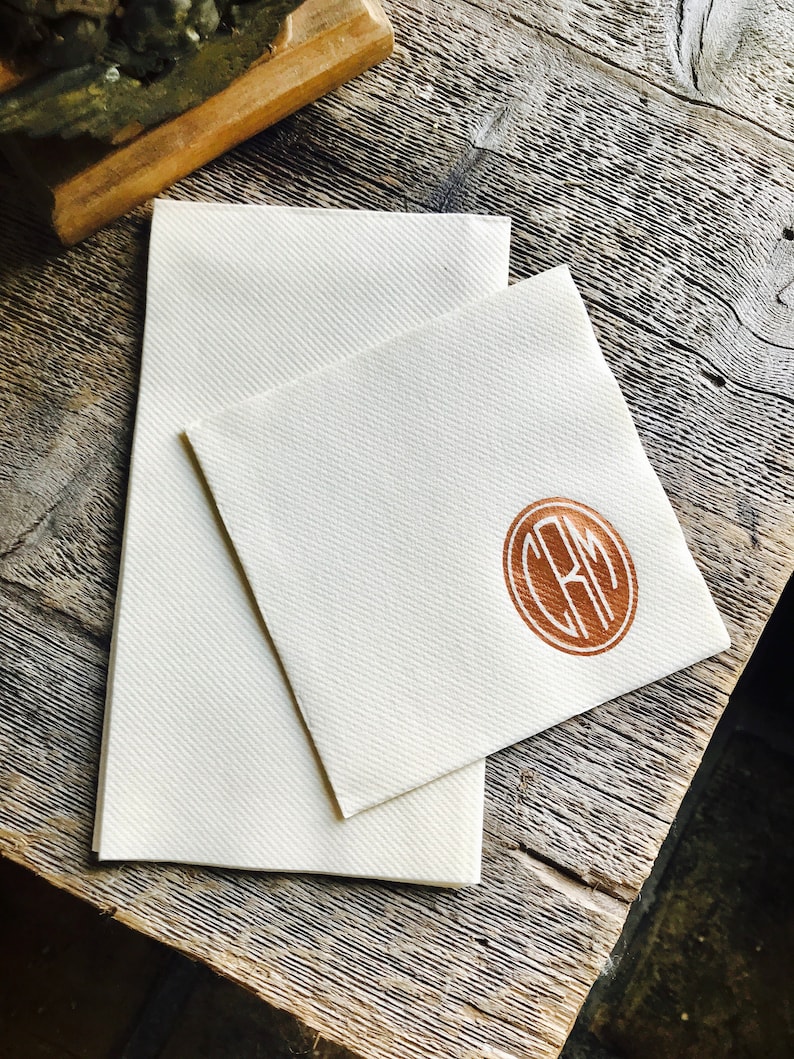 Monogrammed Linen Like Beverage Napkins Wedding Napkins Etsy