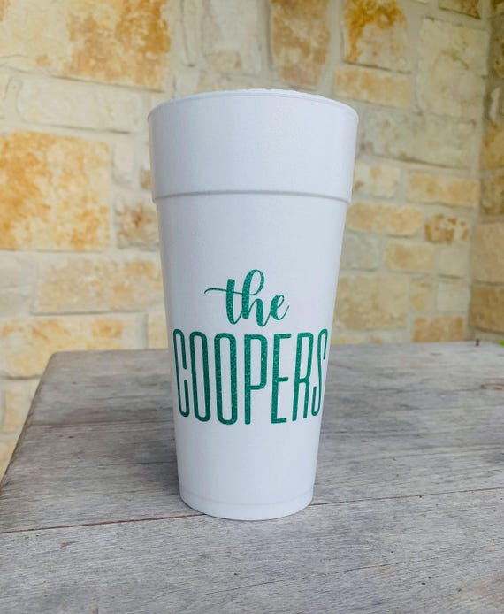 Personalized Cups, Foam, Monogrammed, Custom, Roadie, Cocktail Cups, Party, Wedding, Shower, Disposable Cups, Beach, Palm Tree, Styrofoam