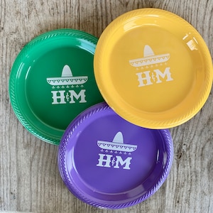 Personalized Plates, Disposable, Plastic, Monogrammed, Custom, Fiesta, Baby, Holiday, Thanksgiving, Christmas, Hanukkah, Wedding, Birthday