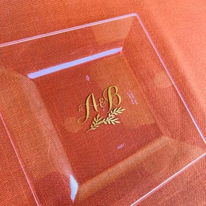 Personalized Square Plates, Disposable, Plastic, Monogrammed, Custom, Baby, Holiday, Thanksgiving, Christmas, Hanukkah, Wedding, Birthday