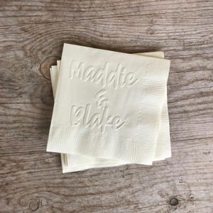 Embossed Napkins, Wedding, Bridal Shower, Personalized, Custom, Monogrammed, 3 ply, Paper, Cocktail Napkins, Beverage, Dinner, Guest Towels imagen 5