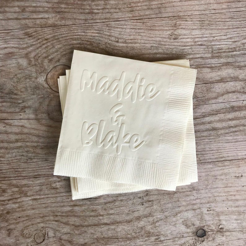 Embossed Napkins, Wedding, Bridal Shower, Personalized, Custom, Monogrammed, 3 ply, Paper, Cocktail Napkins, Beverage, Dinner, Guest Towels imagen 5