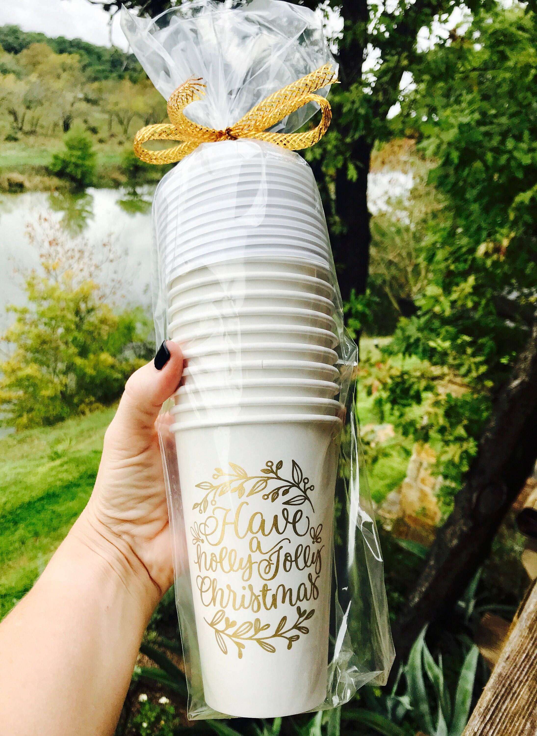 Disposable Christmas Coffee Cups 20 oz Monogrammed Custom Etsy