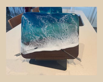 Rotating Recipe Cookbook Holder, Mica & Resin Painted Tablet Stand