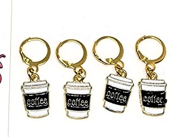 4PCS - Coffee Cups - Lobster Clasp Stitch Markers - Perfect for Knitting