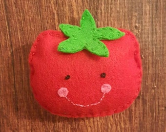 Aimant de tomate de feutre, aimant de réfrigérateur de légumes cousus à la main, Feltie, Jardin, Cadeau pour l’enfant, Végétarien, Vegan, Végétarien, Nourriture de jeu, Felted