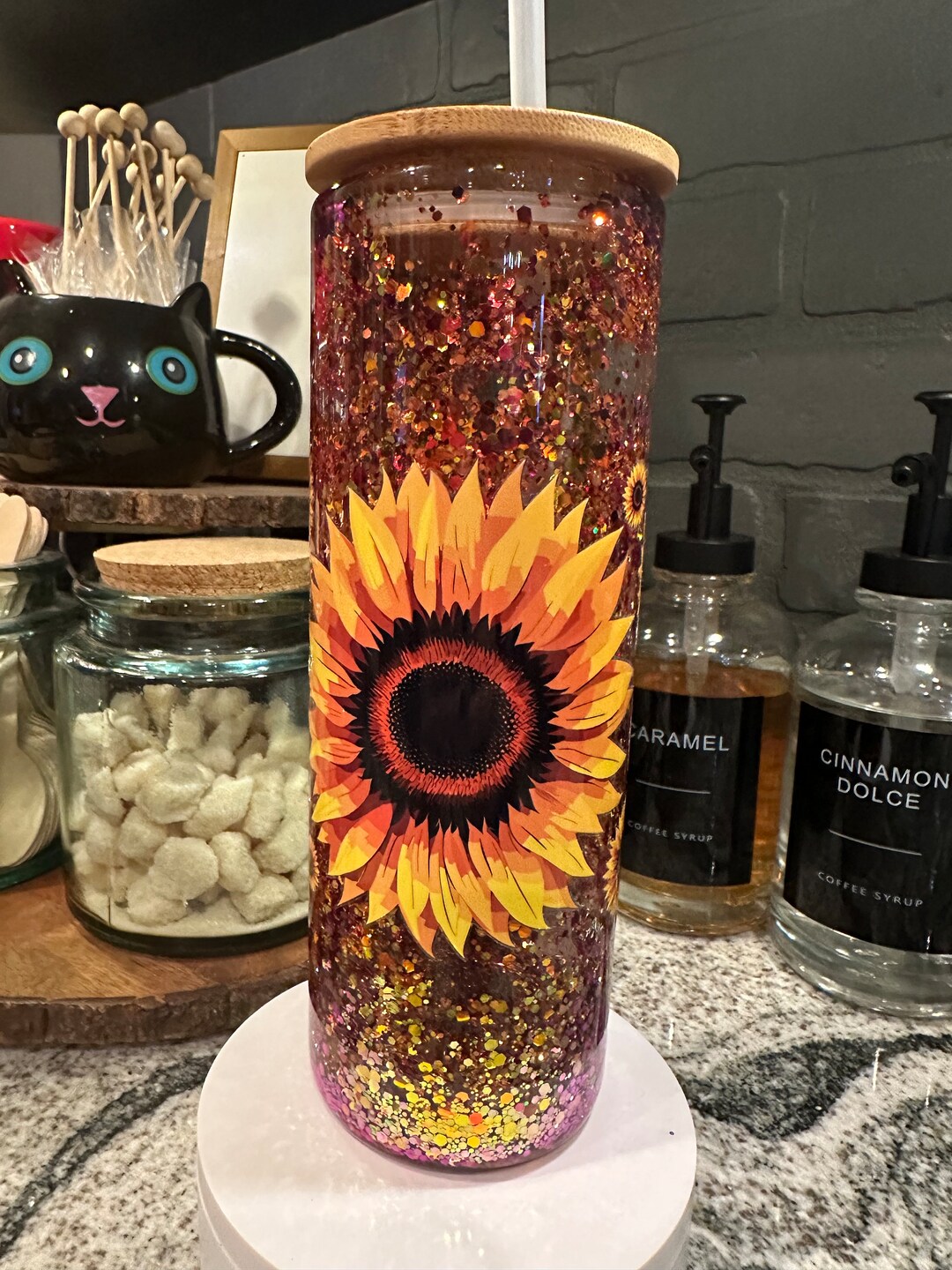 20oz Glitter Globe Tumbler With Decal Ready to Ship Etsy