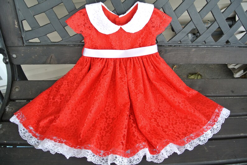 red lace peter pan collar dress