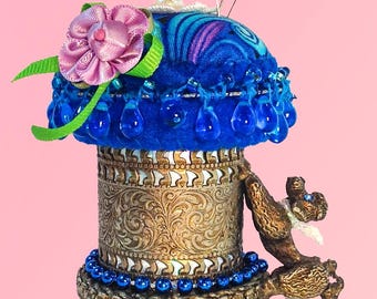 Pincushion Gorgeous Poodle Silvered Metal Figural V. Old Early