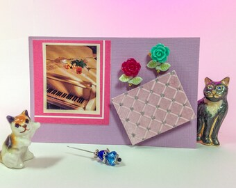 2 Reversible Decorative Sewing Pins Rose/Birds with 2 Porcelain Leaves double sided Embellish Pins  Long 2" Prym/Dritz Pins, #2495, 6218