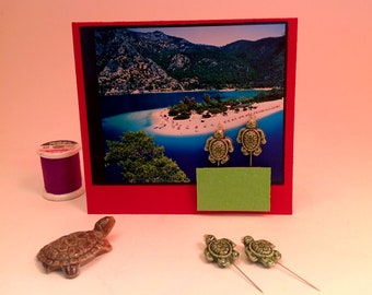 Pin 2 Sea Turtles Ceramic Sea-Green Lapel/Pincushion Decorative Pins #2589