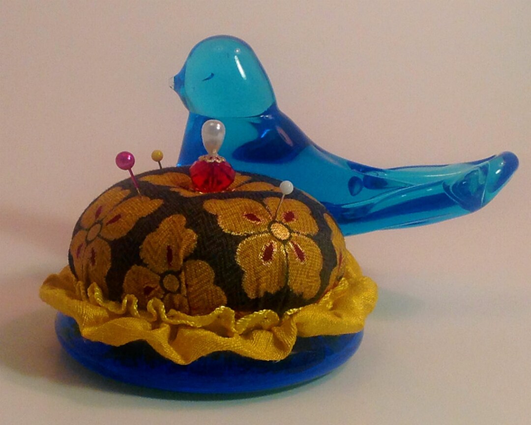 Pincushion. Glass Bluebird of Happiness Signed Ron Ray 1981 Etsy