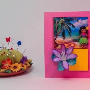 Decorative Pin: "Come to Hawaii" Hula Dancer, Announcement for Your Island Vacation, Gift Tag, Presentation Card, Lapel Theme Pin, #3856 image 6
