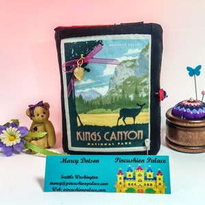 Needle Book. Kings Canyon National Park, /Mesa Verde, 2 Pages 2 Pockets, W/Scissors, 3&quot; T. Measure, Owls 3.5&quot; x 4.5&quot; by 1&quot;, 2 oz 5884