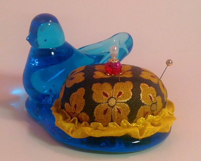 Pincushion. Glass Bluebird Of Happiness Signed Ron Ray 1981 Etsy