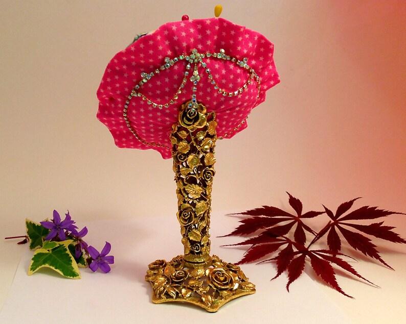 Pincushion. Gold Rose Filigree Matson Ormolu Vintage Vase, Large Size