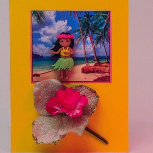 Decorative Pin: "Come to Hawaii" Hula Dancer, Announcement for Your Island Vacation, Gift Tag, Presentation Card, Lapel Theme Pin, #3856 image 10