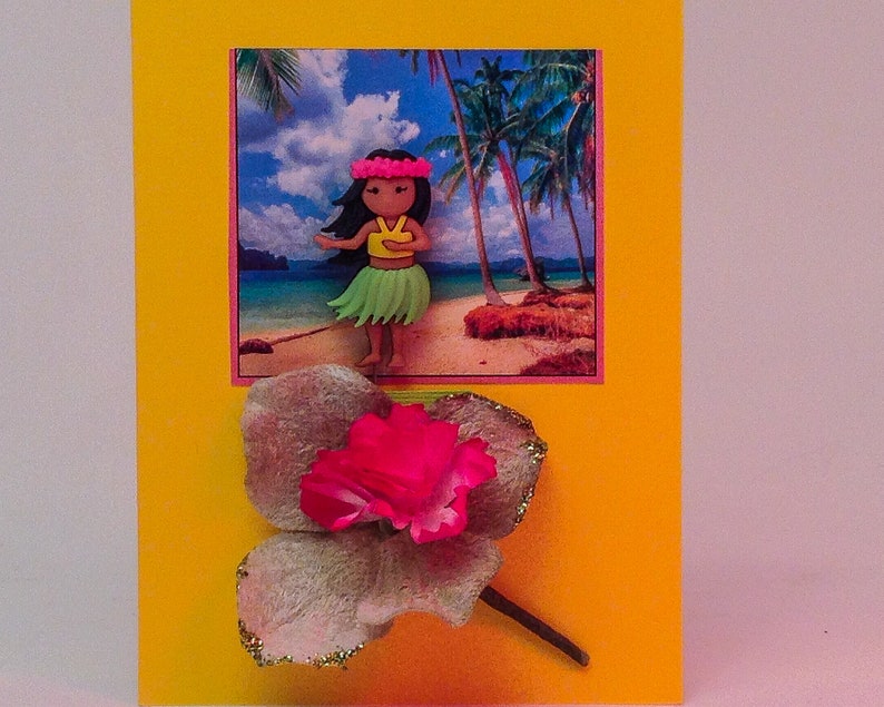 Decorative Pin: "Come to Hawaii" Hula Dancer, Announcement for Your Island Vacation, Gift Tag, Presentation Card, Lapel Theme Pin, #3856 image 10