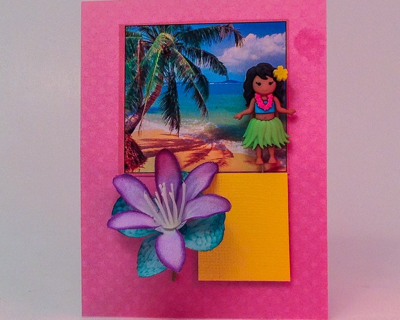 Decorative Pin: "Come to Hawaii" Hula Dancer, Announcement for Your Island Vacation, Gift Tag, Presentation Card, Lapel Theme Pin, #3856 image 8