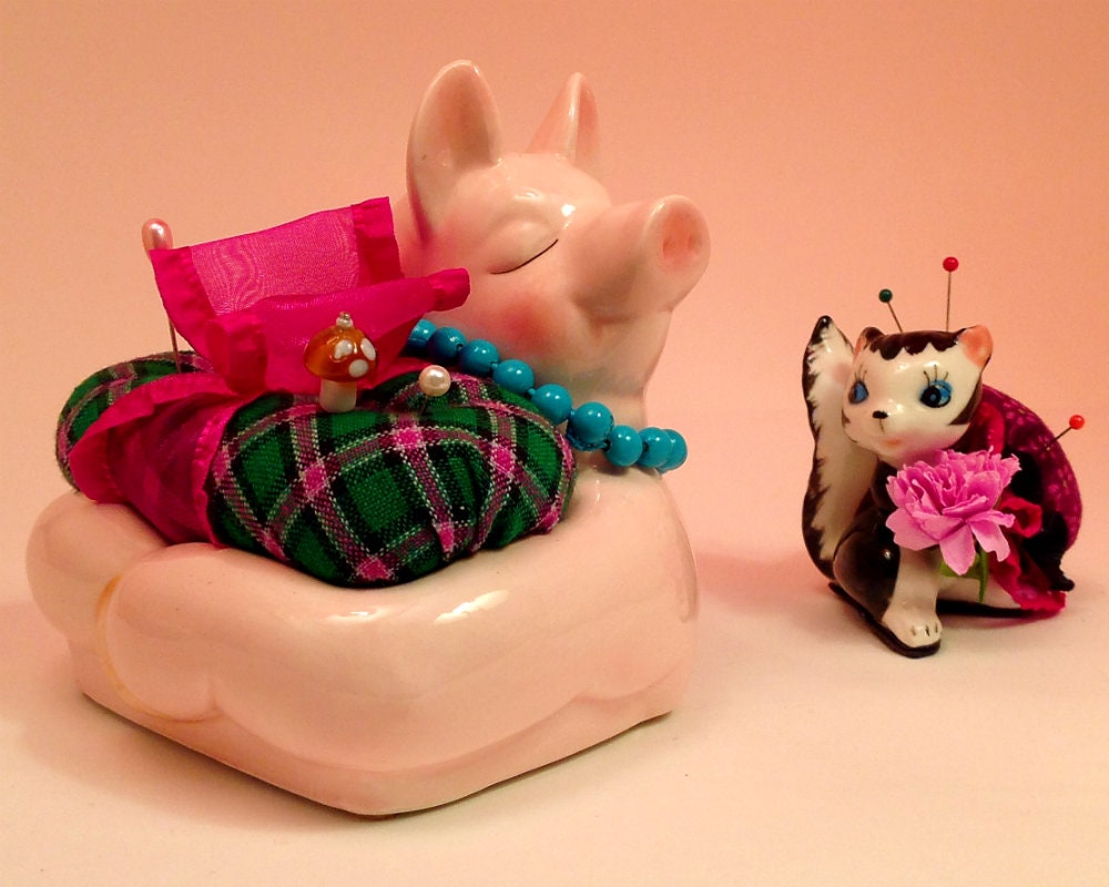 Pincushion. the Gift Giver Pink Pig Presenting Her Gift W