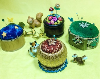 Pincushion, Traveler Small, Choose from Assortment  2"W x 1.75"H,  2.5 oz net, #6532/6527 Pin Cushion