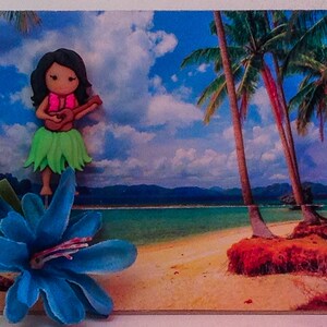 Decorative Pin: "Come to Hawaii" Hula Dancer, Announcement for Your Island Vacation, Gift Tag, Presentation Card, Lapel Theme Pin, #3856 image 9