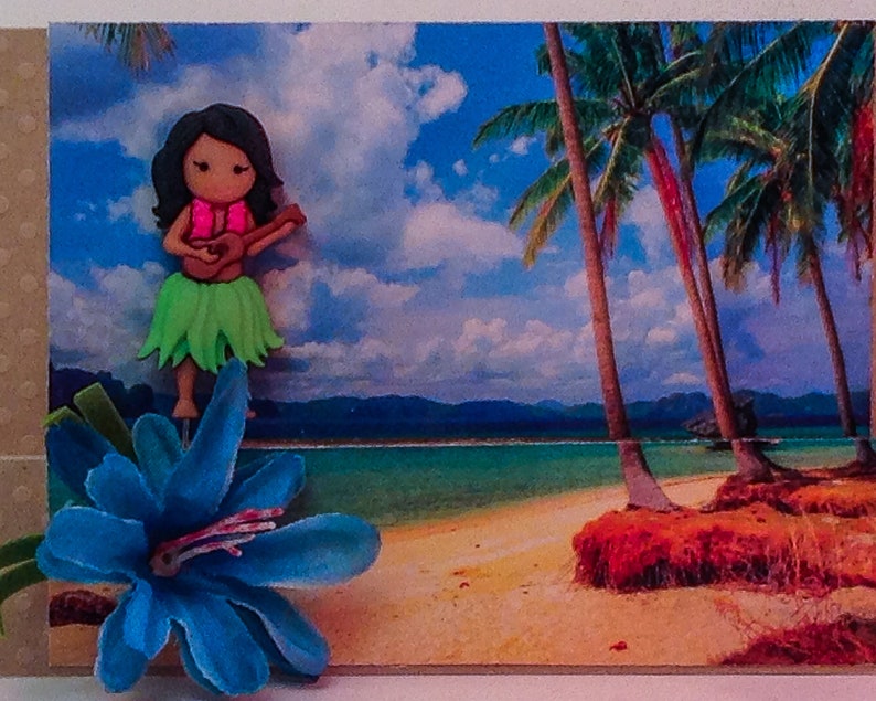 Decorative Pin: "Come to Hawaii" Hula Dancer, Announcement for Your Island Vacation, Gift Tag, Presentation Card, Lapel Theme Pin, #3856 image 9