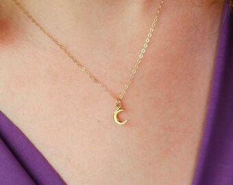 Gold Moon Necklace, Custom Silver Moon Necklace, Tiny Rose Gold Moon Necklace, Small Crescent Moon Necklace