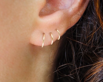 Hoop Earrings, Gold Huggie Earrings, Gold Hoop Earrings Set, Silver Gold Small Hoops, Tiny Hoop Earrings, Tiny Small Huggie Earrings Pair