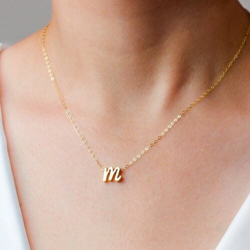 Gold Initial Necklace Initial Letter 