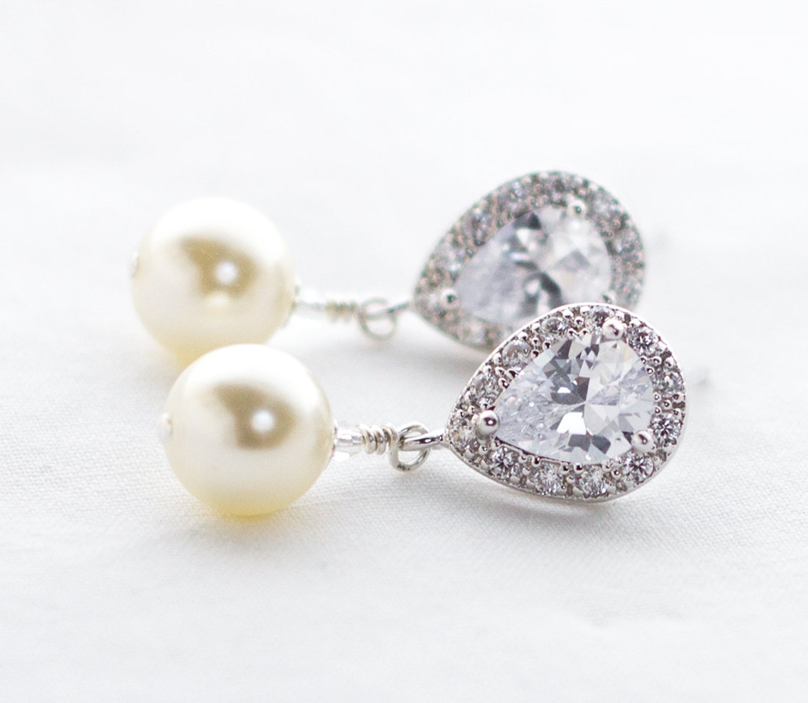 Pearl Drop Earrings Pearl Bridal Earrings Bridal Earrings Etsy