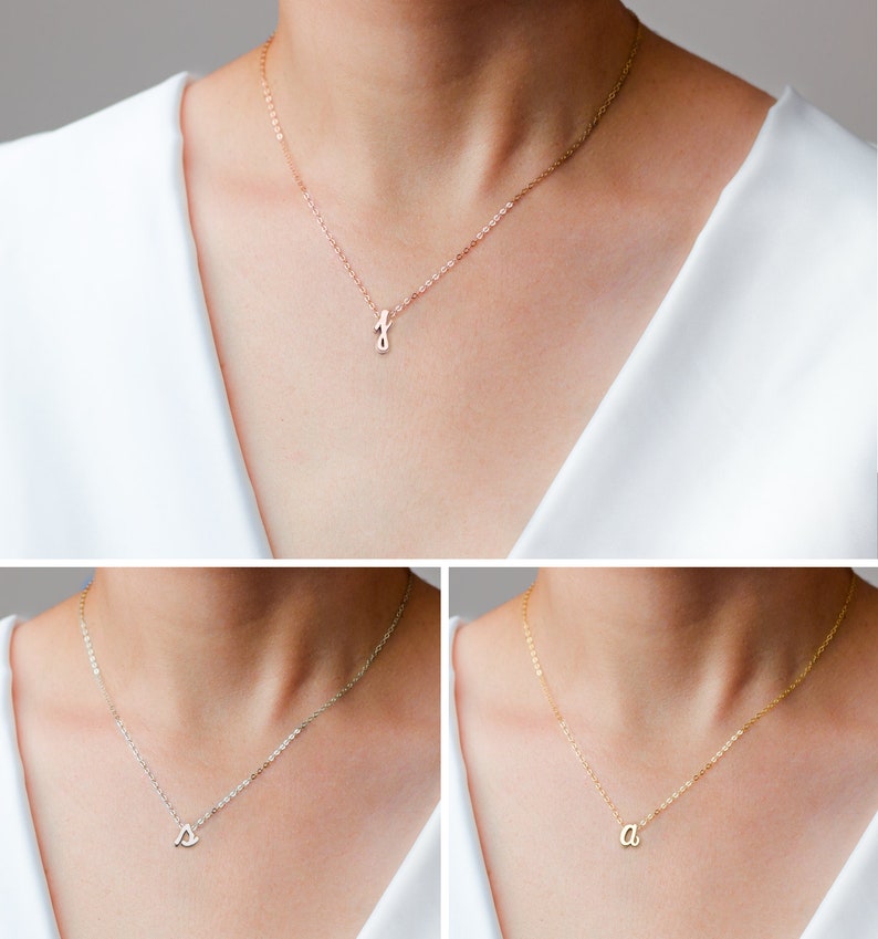 Gold Initial Necklace Initial Letter Necklace Silver Initial Etsy UK