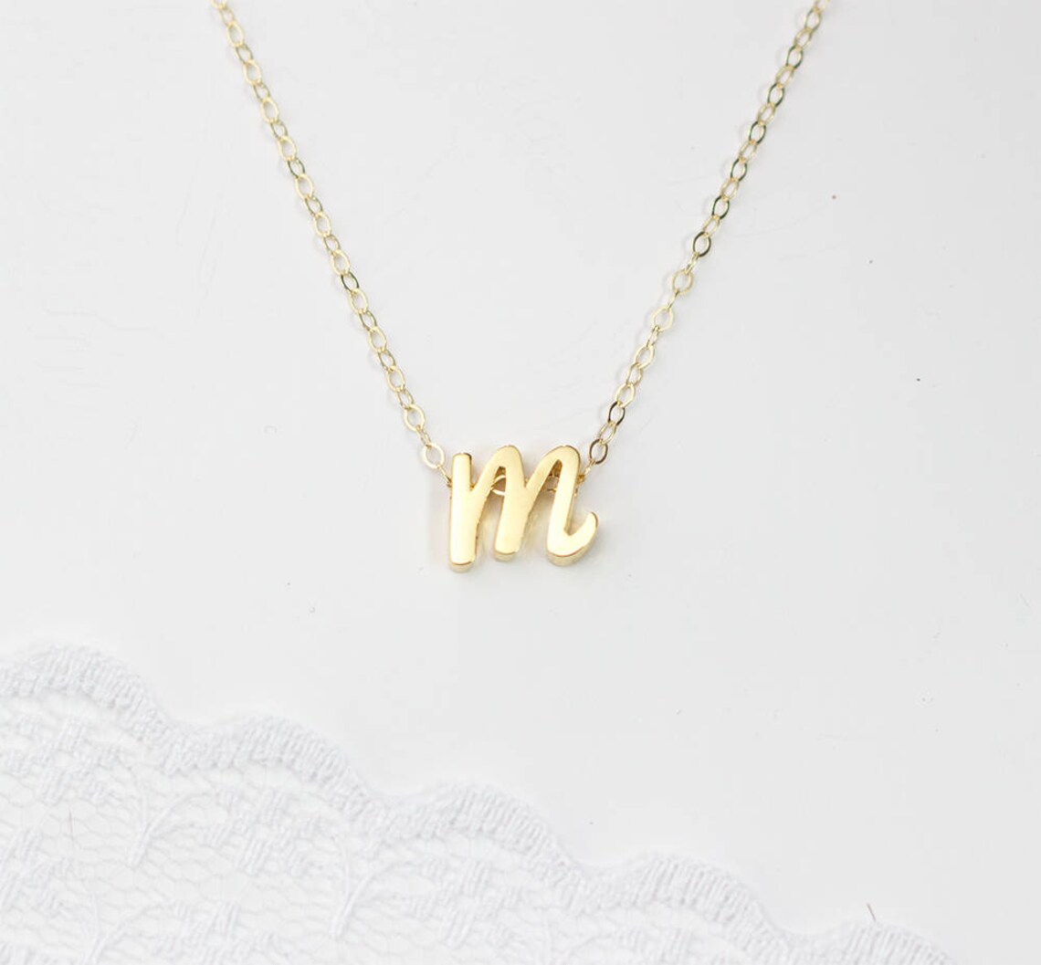 Gold Initial Necklace Initial Letter Necklace Silver Initial Etsy UK