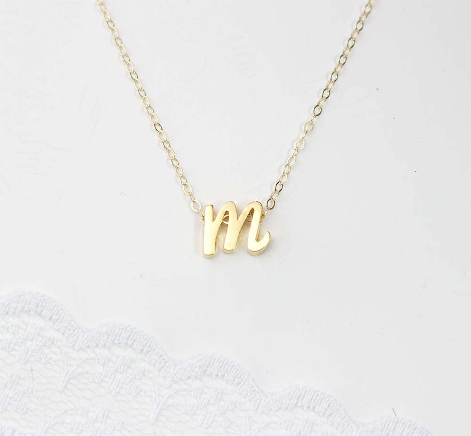 Gold Initial Necklace Initial Letter Necklace Silver Initial Etsy UK