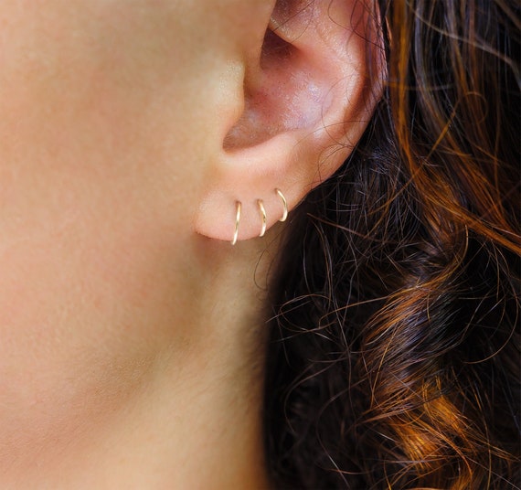Tiny hoop earring sales set