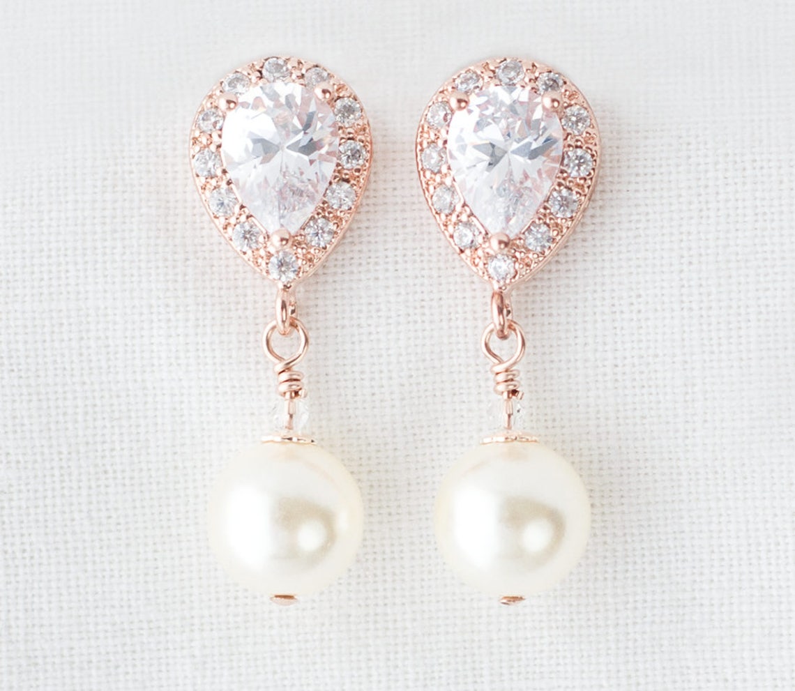 Pearl Drop Earrings Pearl Bridal Earrings Bridal Earrings Etsy