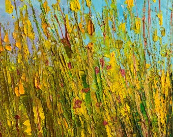 Ukrainian Meadow Oil Painting Unframed Glossy Varnish