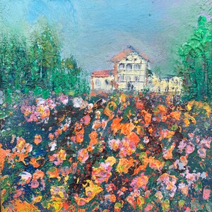 Pintura de flores de pradera Obra de arte floral abstracta original Pintura al óleo Arte de la pared