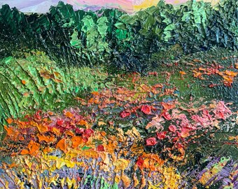 Grand Teton Nationalpark Ölgemälde Blumenwiese Landschaft