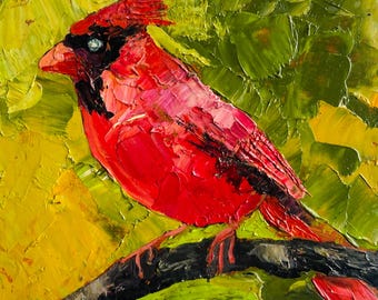 Vogelmalerei Rotkardinal Ölgemälde Galeriewandkunstwerk