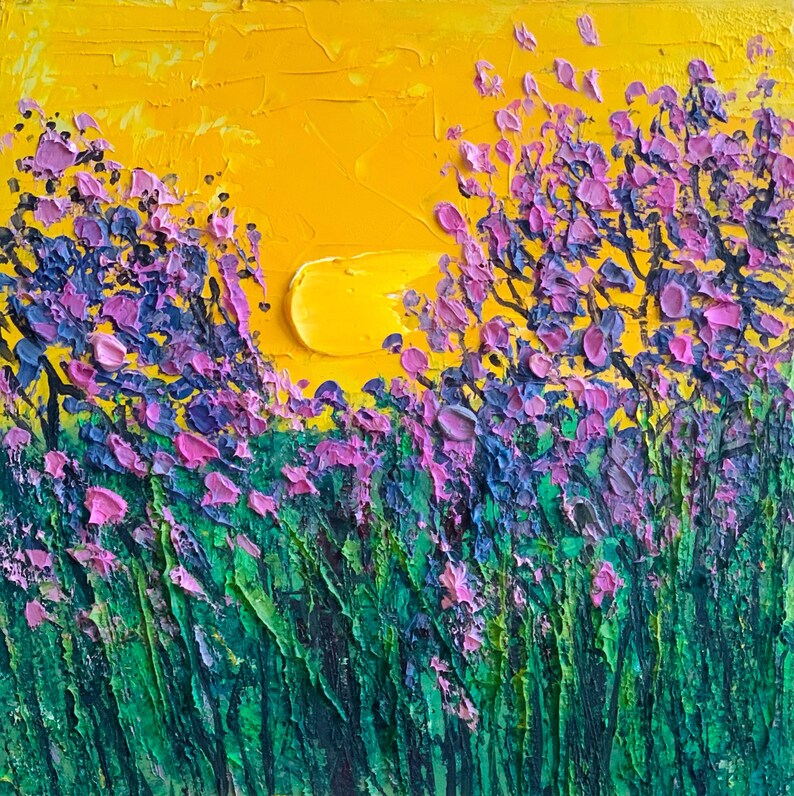 Blue Flower Painting Original Art Floral Wall Art Flowers Wall Art