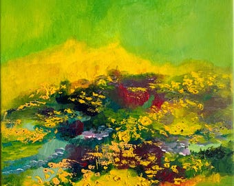 Tenferiffa Bergölgemälde gelbe Landschaft Wandkunst Kanarische Inseln