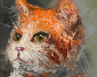 Ginger Cat Ölgemälde Original Hand Kunstwerk Orange Katze Haustier Liebhaber Geschenk