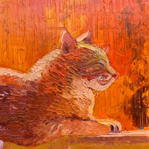Pintura de gato, arte original de mascotas, obra de arte al óleo, arte de pared de animales