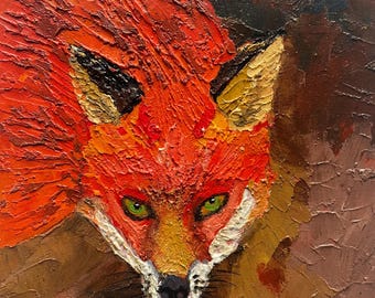 Original Rotfuchs Ölgemälde Wildtier Tierportrait