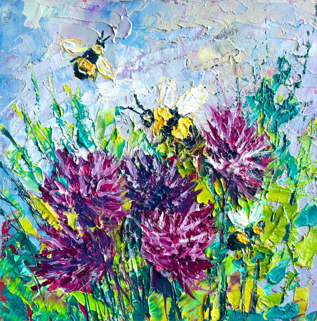 Bee Oil Painting Original Impasto Honey Bee Art - Etsy