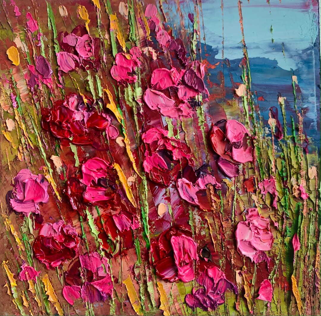 Red Roses Painting Original Art Flowers Impasto Oil Painting - Etsy